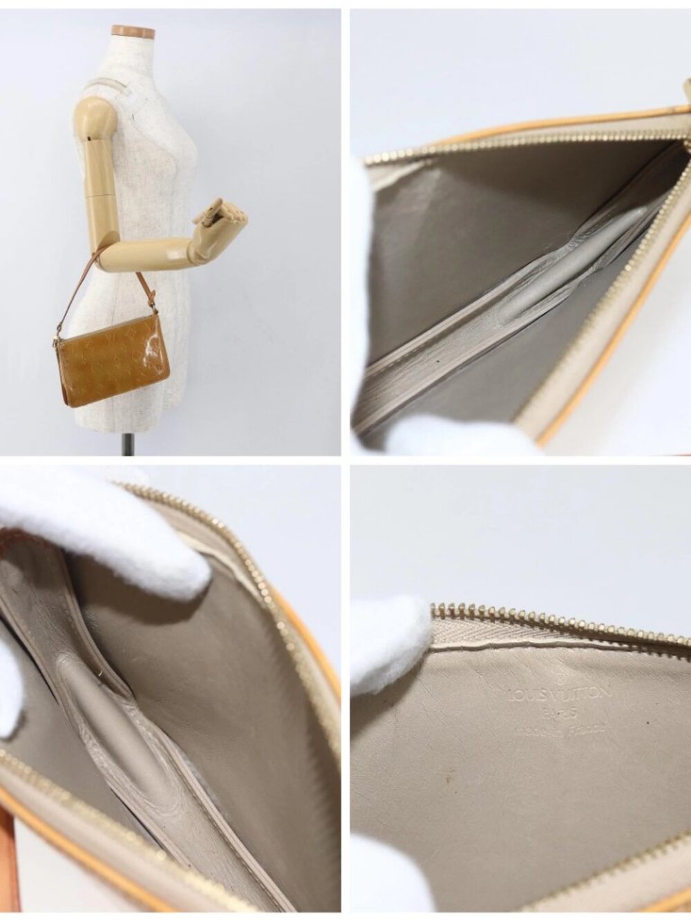 LOUIS VUITTON Monogram Vernis Lexington Accessory Pouch Beige M91010 Auth - Picture 15 of 15